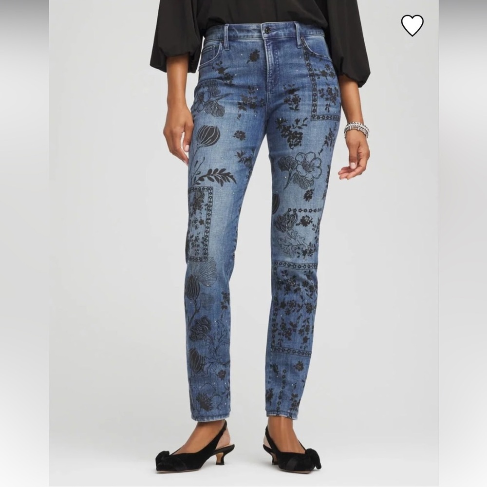 NWT Chico's Blue Floral & Bandana Print Jeans NWT